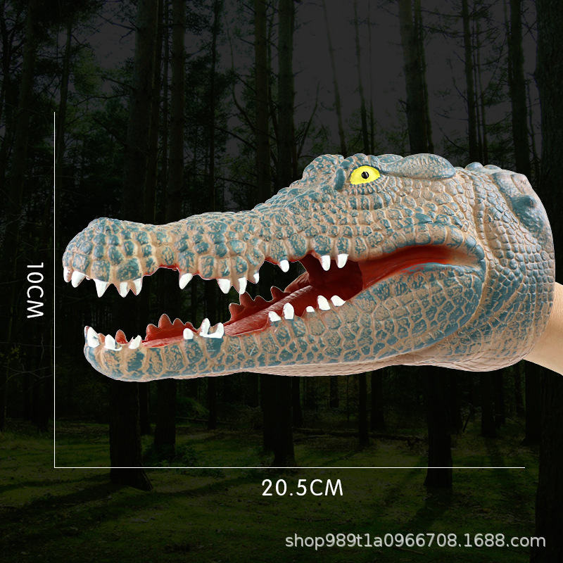 Picture of Dinosaur Hand Doll Gloves Soft Glue Tyrannosaurus Rex Triceratops Shark Simulation Animal Model Stall Shark Arm Toy Cross Border