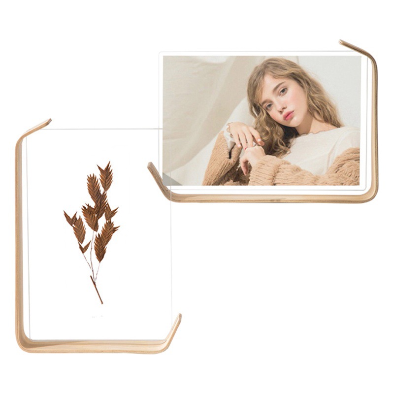 Wooden frame double-sided transparent photo frame decoration 6-inch three-dimensional decoration diy creative acrylic photo frame wholesale
