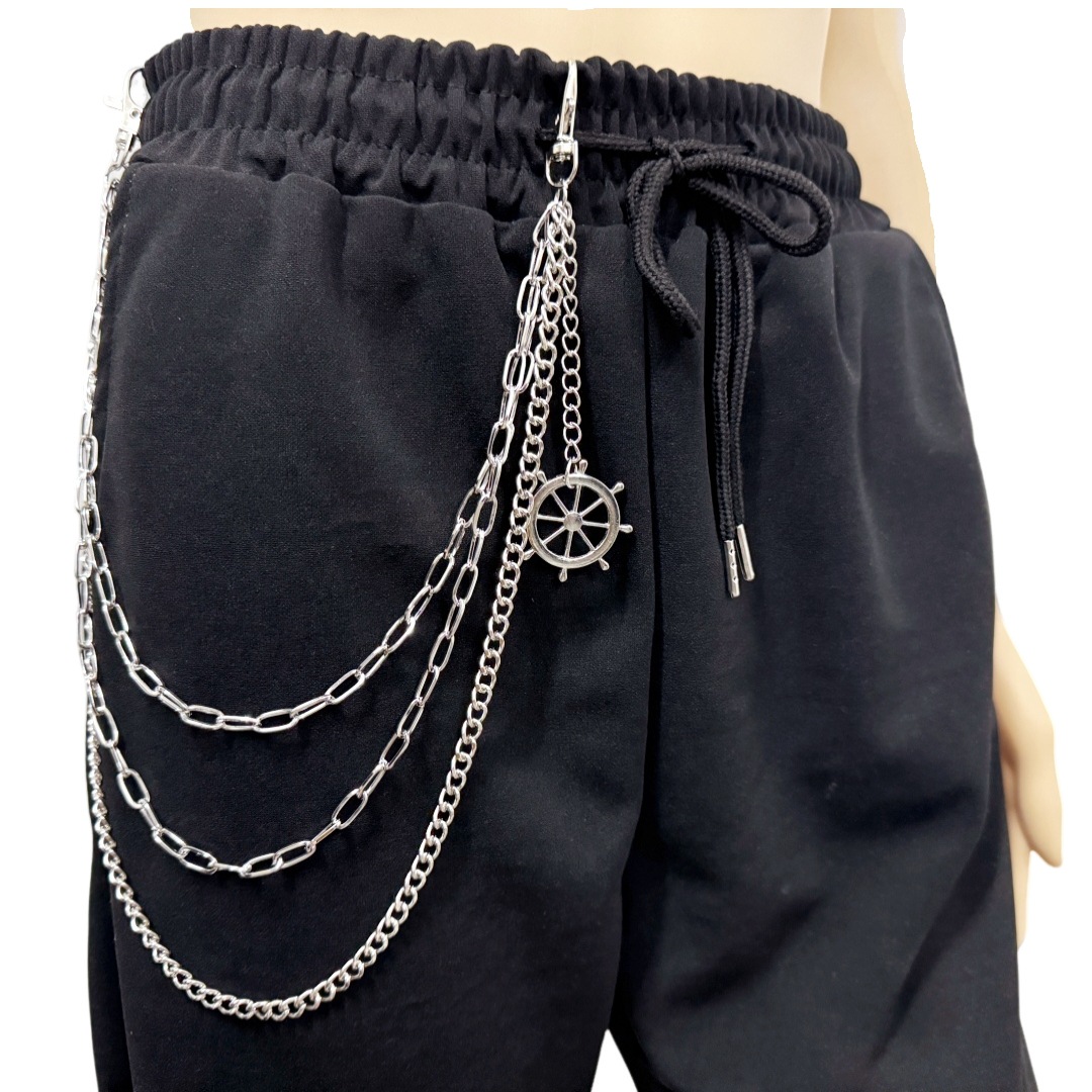 European and American Cross-border Jewelry Gothic Fashion Boat Rudder Pendant Metal Waist Chain Women's Punk All-match Multi-layer Accessories Pant Chain