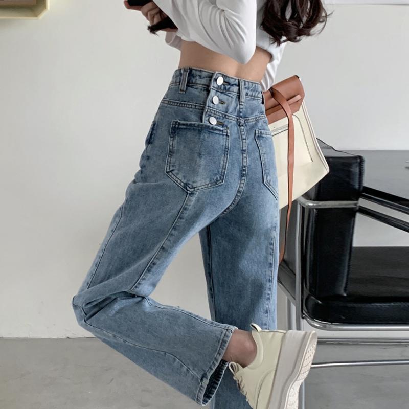 High Waist Jeans Women's Spring and Autumn Design Sense Loose Straight Pants Small Wide Leg Pants Fashionable High Street 2023