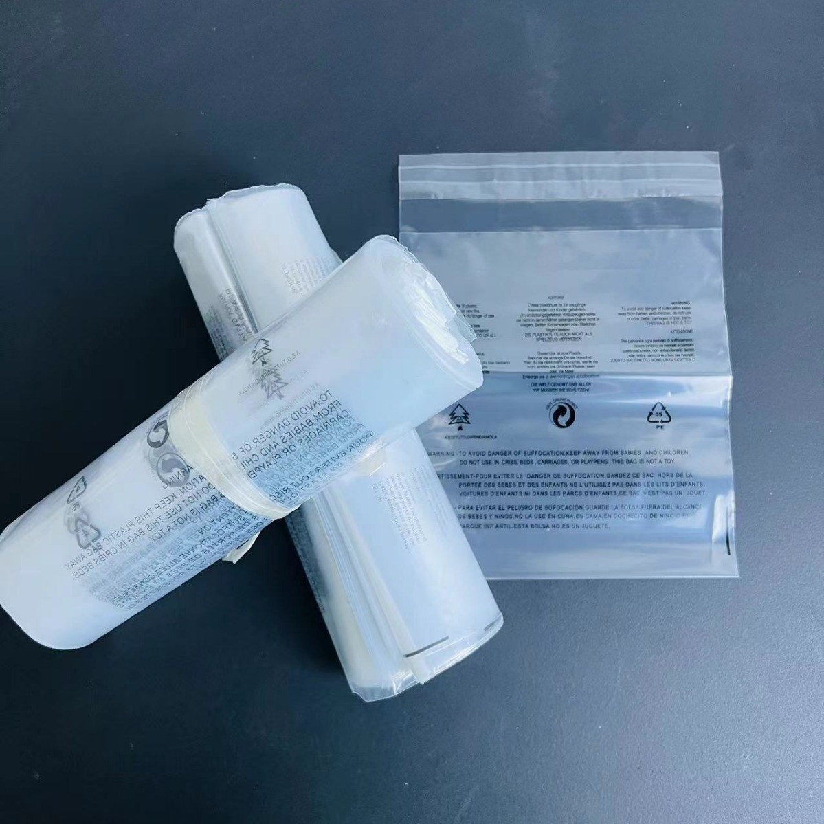 Cross-Border Export English Version Product Warning Slogan Pe Self-Sealing Plastic Bag Pe Transparent Bag Warning Bag Self-Sealing