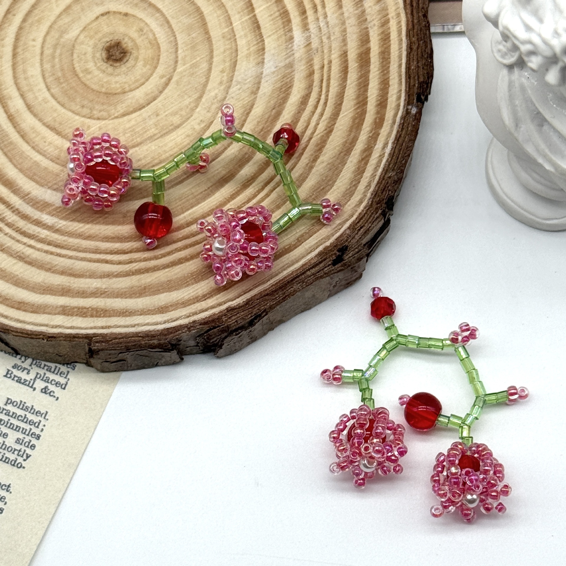 New hair accessories hand-woven DIY beaded crystal three-dimensional tulip flower hairpin earrings headwear material batch