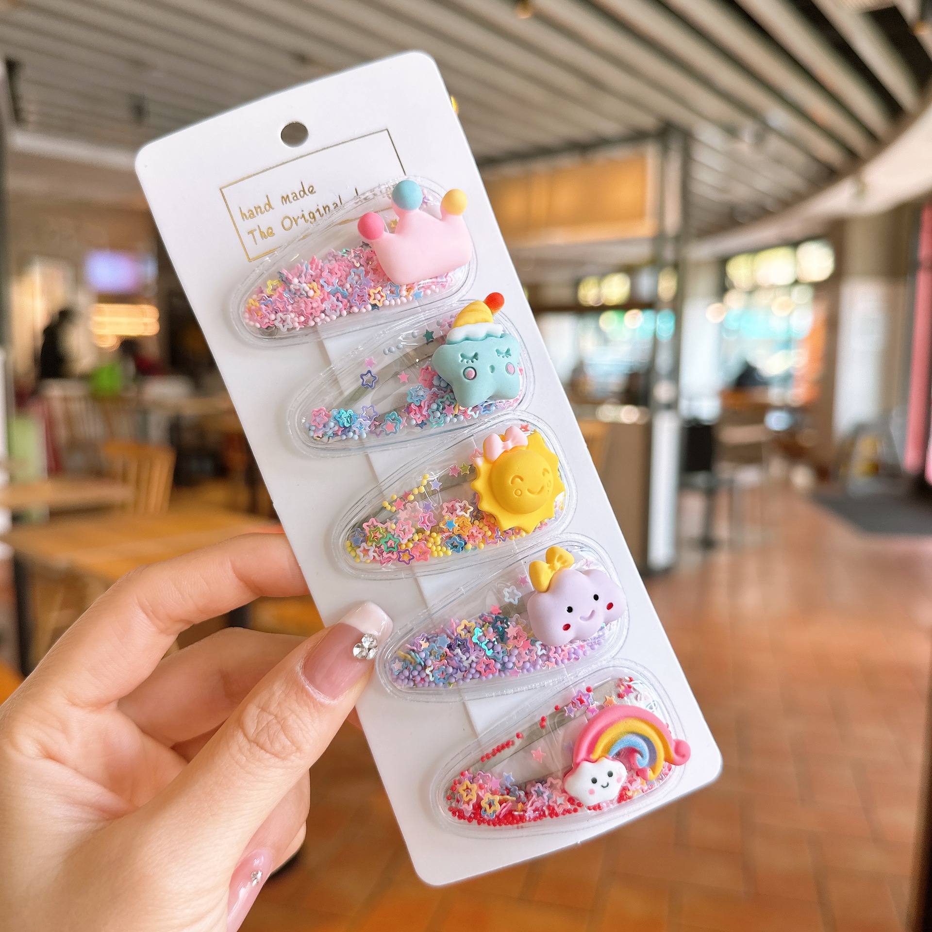 Picture of Children's Hairpin Girls' Headwear Side Side Bangs Clip Kids Baby's quicksand Clip Princess Cute Broken Hairpin bb Clip