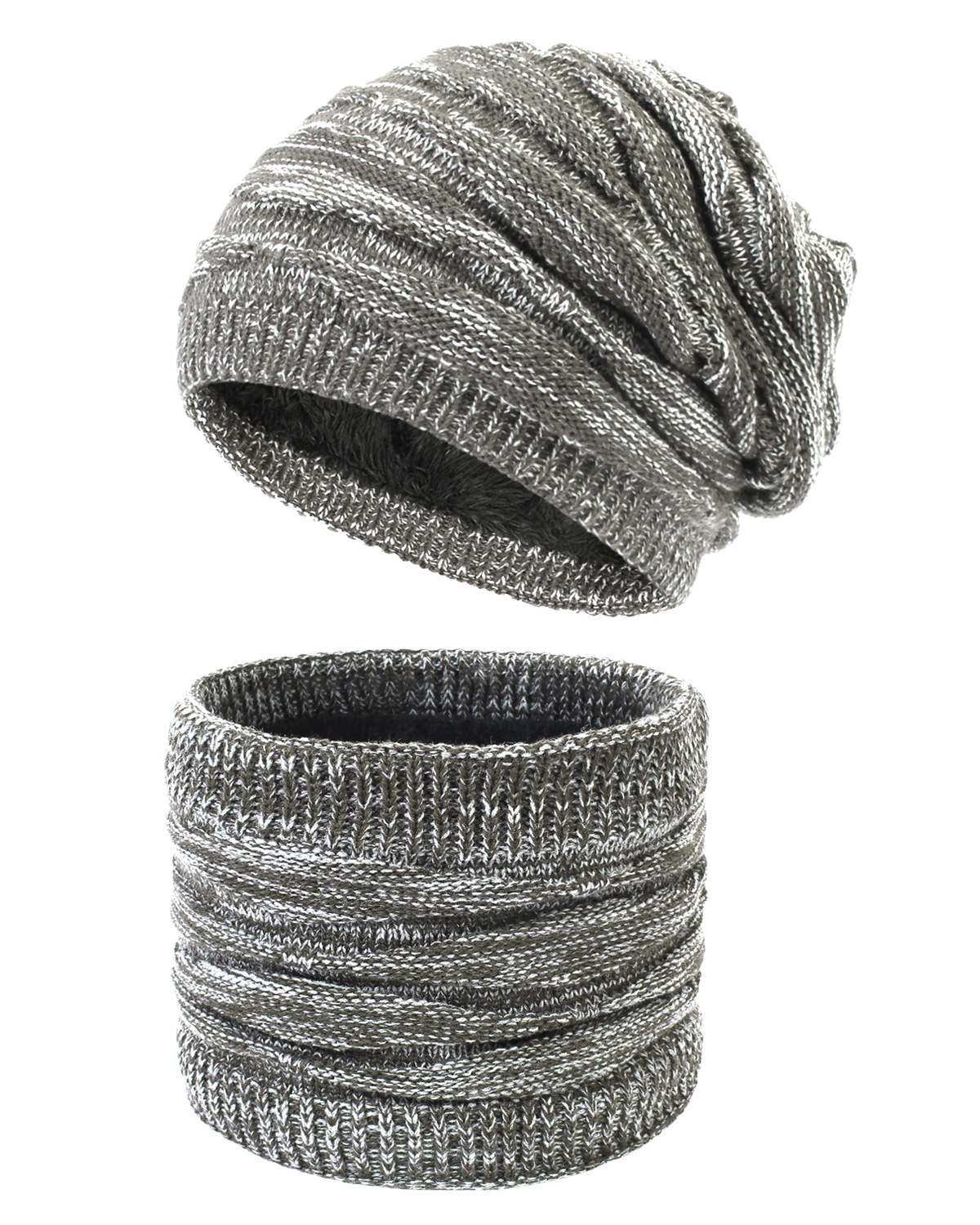 Picture of Women's Knitted Hat Winter Fleece Scarf Hat Set Diamond Knitted Wool Hat Scarf Two-Piece Set for Men