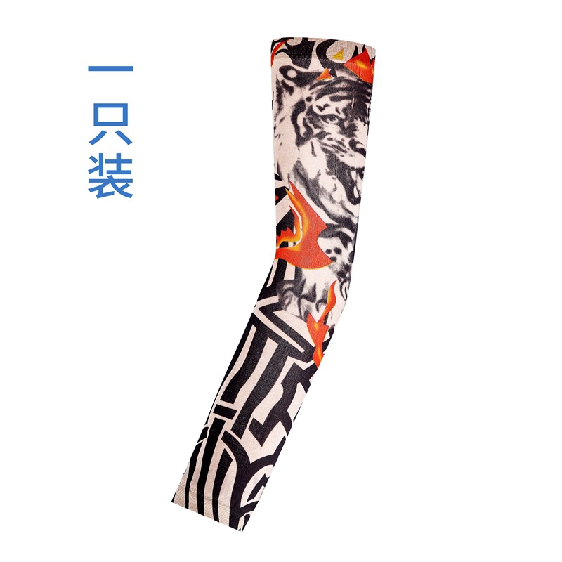 Picture of Flower Arm Tattoo Sleeve Seamless Outdoor Riding Tattoo Sunscreen Sleeve Riding Tattoo Sleeve Optional Color Cross Border
