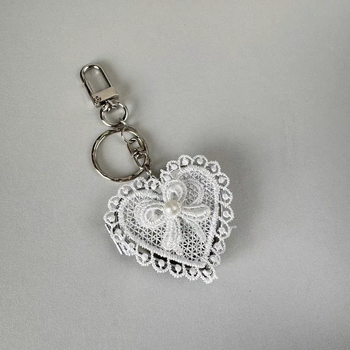 South Korea Ins Style Lace Love Bow Makeup Mirror Keychain Vintage Y2k Joker Bag Pendant Accessories