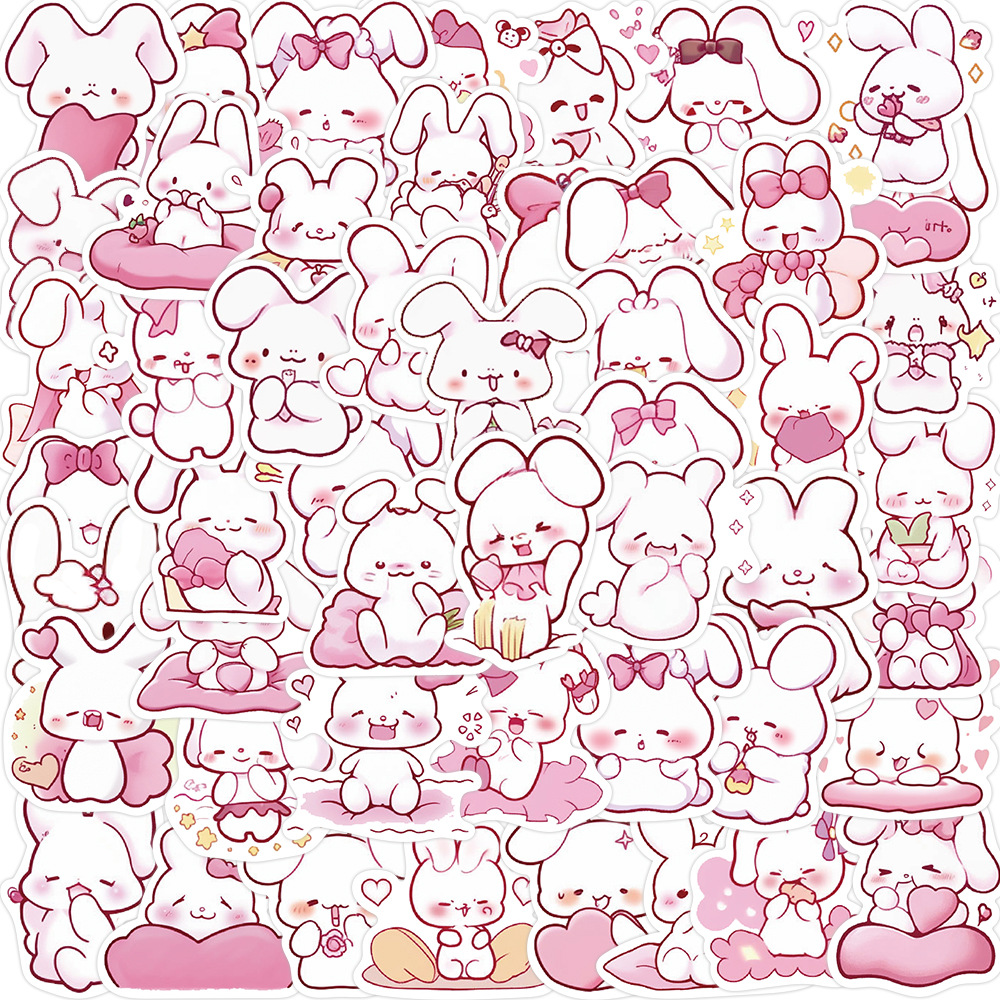 Picture of 50 cartoon Pink Rabbit graffiti stickers decorative guitar notebook luggage DIY waterproof cross-border wholesale