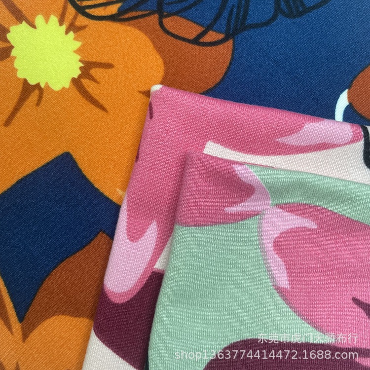 Spot knitted polyester single-sided jersey printed 170g milk silk sanding printed large flower dress jewelry fabric