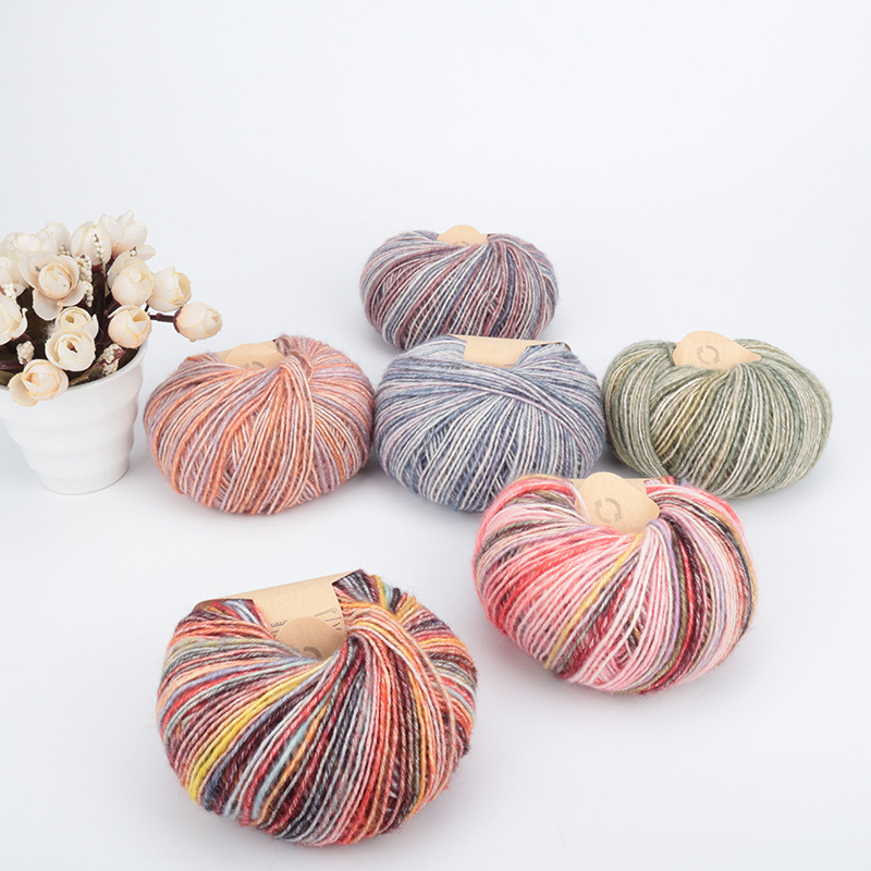 Colorful Cotton All Year Round 50g Skin-Friendly, Soft, Medium and Fine DIY Hand-Knitted Material Cotton Thread Worsted Multi-Color Dot Yarn