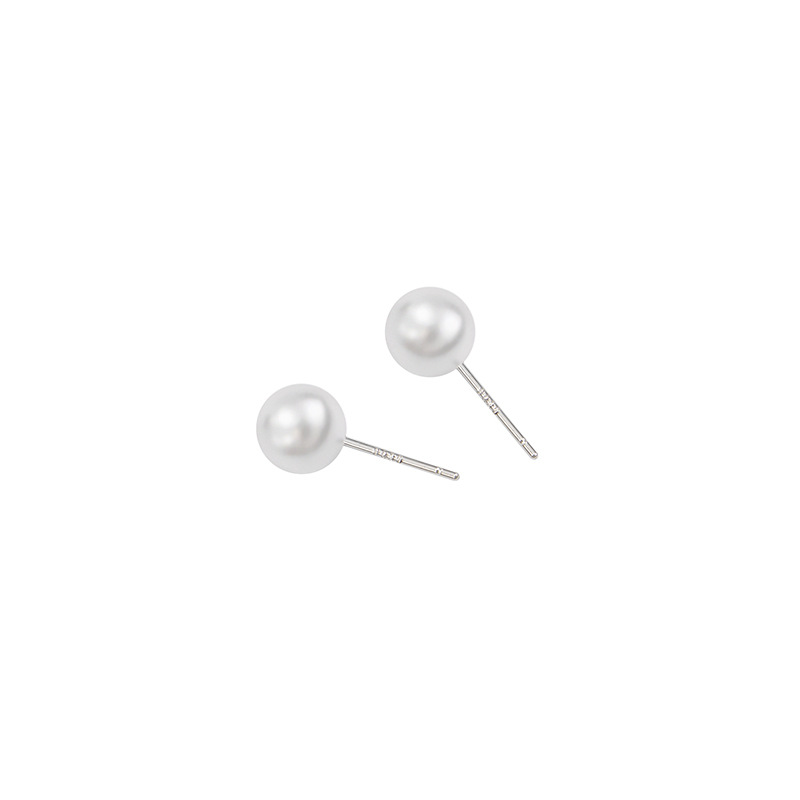 Picture of 925 silver needle Korean temperament simple pearl earrings Joker commuter exquisite round pearl earrings wholesale