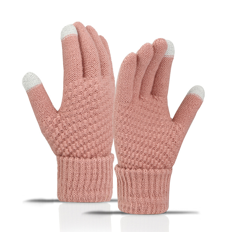 Picture of New Style Gloves Cute Student Winter Velvet Windproof and Coldproof Cycling Knitted Touch Screen Warm Gloves for Women in Autumn and Winter