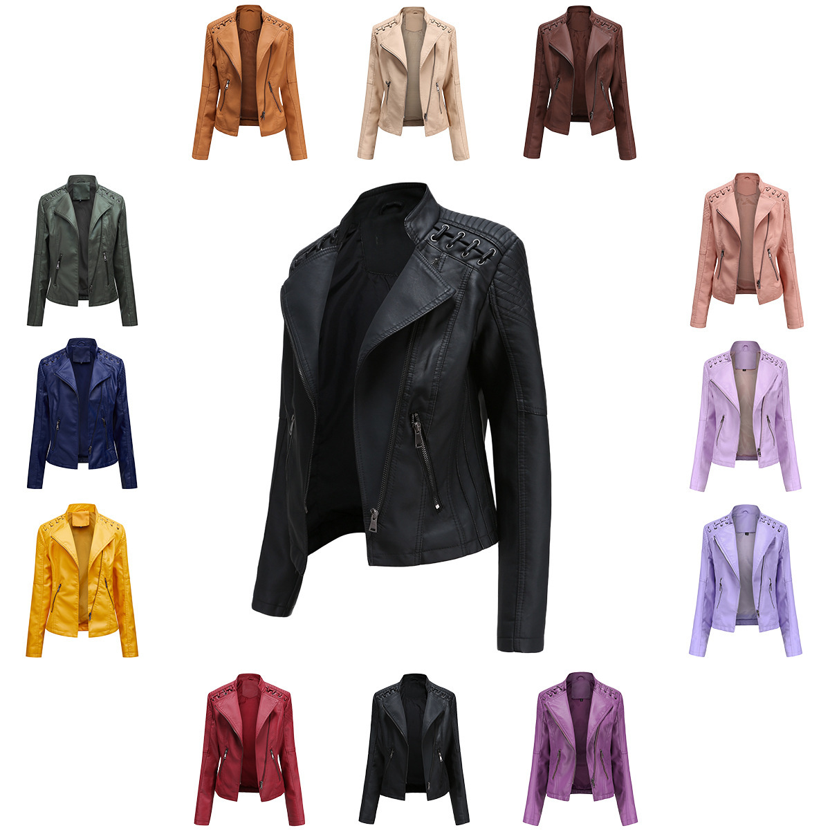 Picture of Exquisite leather jacket youthful fashion European and American women's leather jacket short jacket slim-fit thin