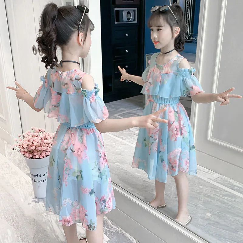 Children's clothing girls dress summer dress 5 children 6 years old 7 beach dress 8 girls Korean beach skirt performance
