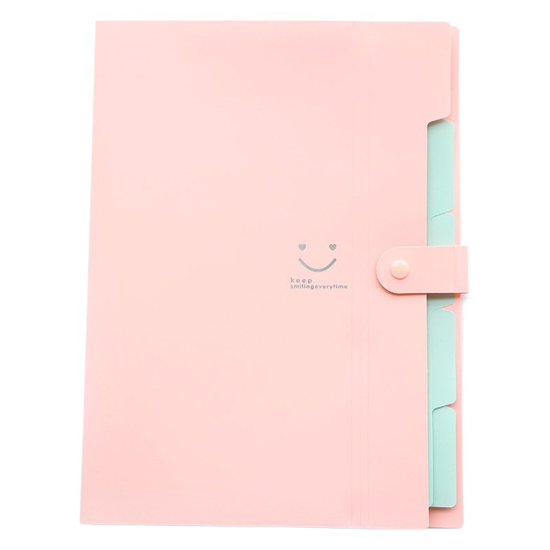 Foreign trade South Korea ins style smiley face pp folder solid color plastic folder student large capacity a4 file folder