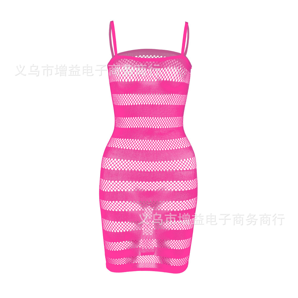 Picture of Striped sexy mesh jumpsuit sling fishnet sexy temptation horizontal stripe w094