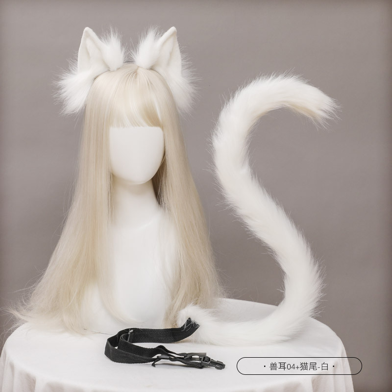 Picture of Dropshipping Cat Ears and Tail Cosplay Accessories Hand-Made Simulated Animal Ears Headband and Tail Accessories Set