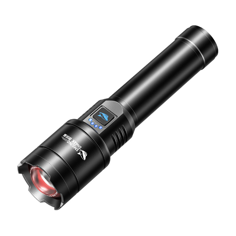 Picture of Outdoor Strong Light Aluminum Alloy Flashlight Telescopic Focus Large Capacity Electric Display Multi-Level Adjustment Flashlight