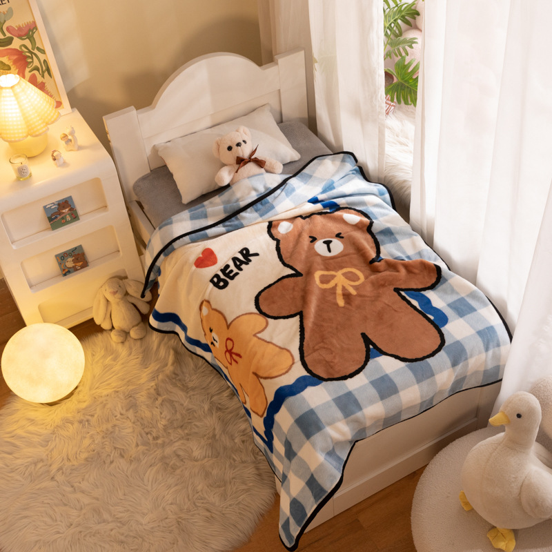 Picture of Children's Blanket Kindergarten Spring and Autumn Baby Coral Fleece Blanket Spring and Summer Single Layer Thin Blanket Office Nap