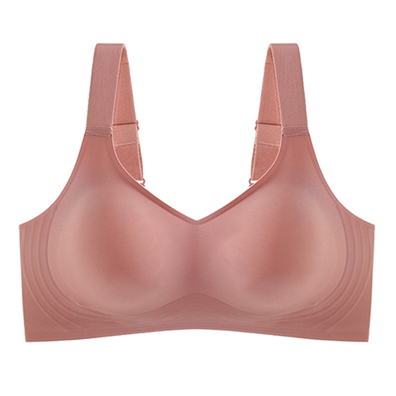 Picture of Latex 3D Jelly Soft Support Push-up Underwear Women's Traceless One-piece Non-steel Ring Adjustable Sports Thin Bra