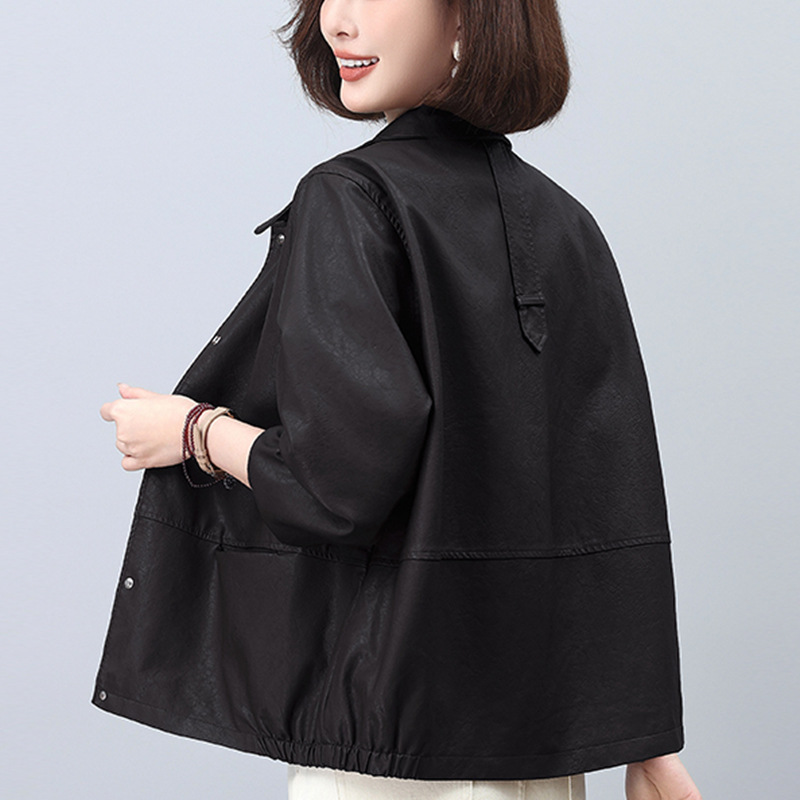 Picture of Leather Jacket Women's 2024 New Explosions Spring and Autumn Short Small Mother Western Style Thin Casual Leather Jacket Trendy
