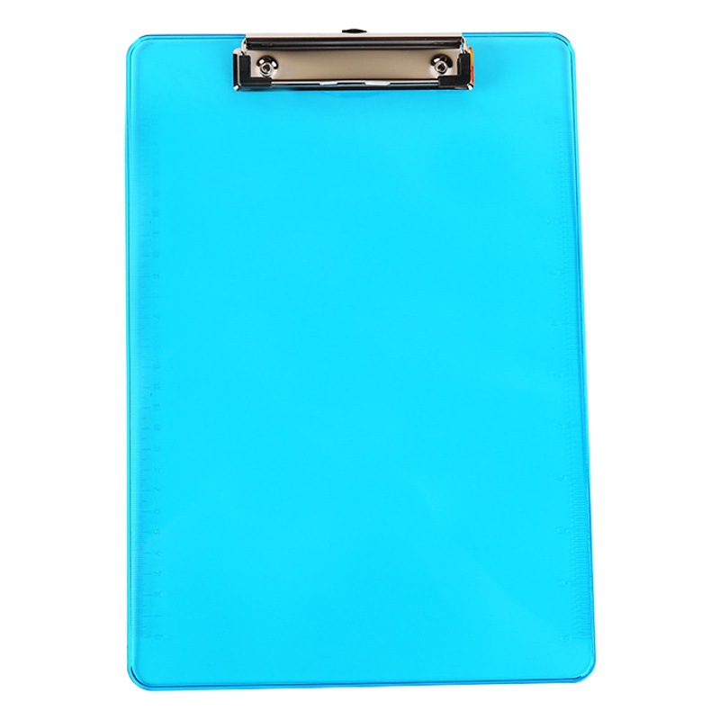 Office Supplies Folder Writing Pad A4 Plastic Clipboard with Engraved Ruler, Hangable Transparent Flat Clip Storage