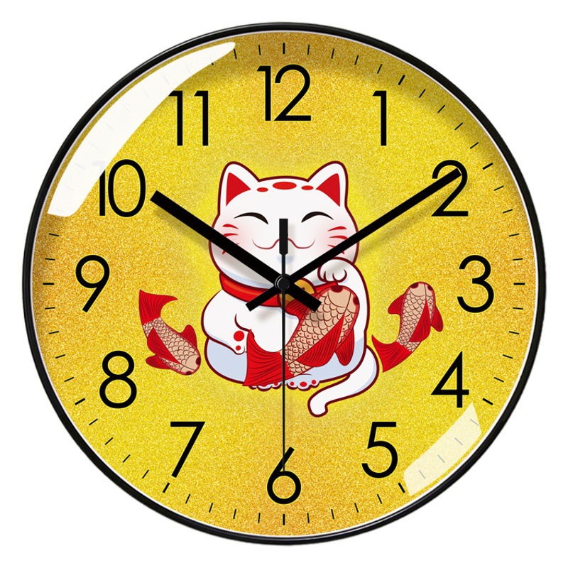 Ipura 6059 Wall Clock Living Room Clock God of Wealth Chinese Festive Home Clock Wall Watch Silent Seconds Sweeping Quartz Clock