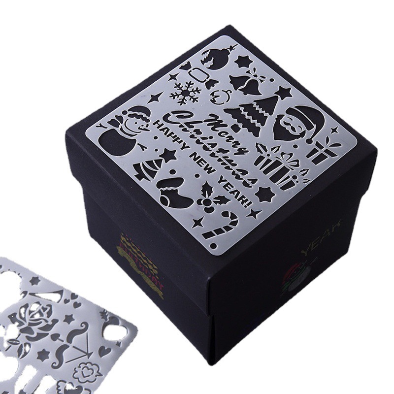 New Square explosion box theme lace ruler painting template diy gift box handmade album Graffiti Template