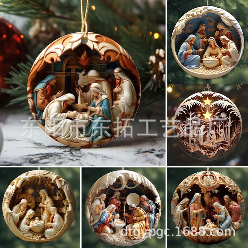 Cross-border new Christmas tree pendant Christmas tree holiday decoration outdoor acrylic flat Christmas decorations home