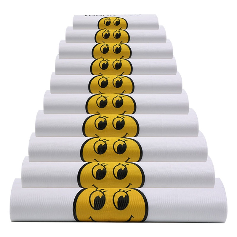 Plastic bag wholesale thick supermarket shopping bag food vest bag takeaway packaging convenient bag transparent red smiley face bag