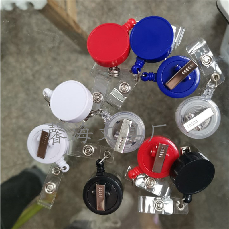 Black White Transparent Blue Red Solid Color Telescopic Easy Pull Buckle Nurse Badge Easy Pull ID Buckle