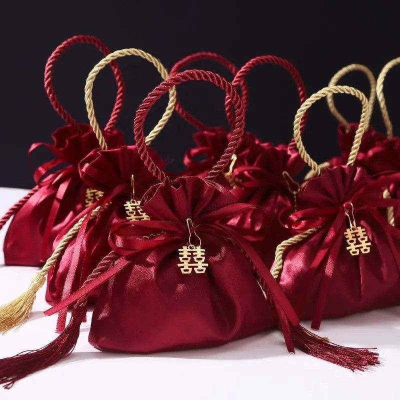 Picture of Wedding Ceremony Satin Wedding Candy Bag Creative European Style Accompanying Ceremony Candy Bag Creative Ins Style Candy Box