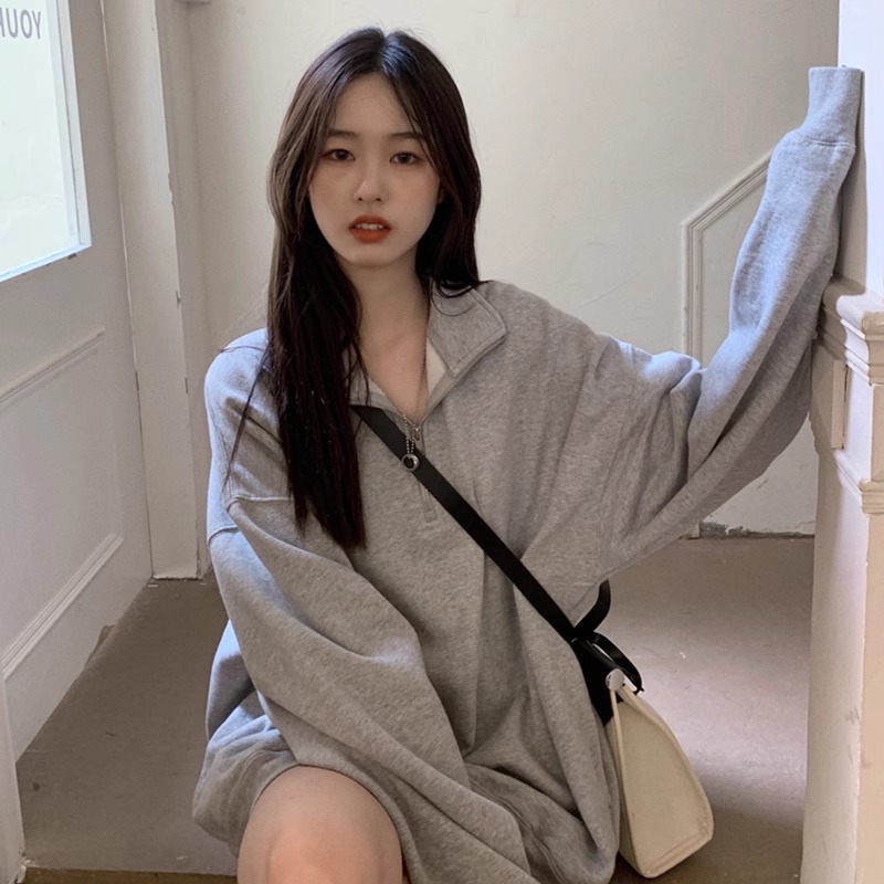 Picture of 2023 new American-style small collar sweater autumn loose pullover top long coat women's clothing students