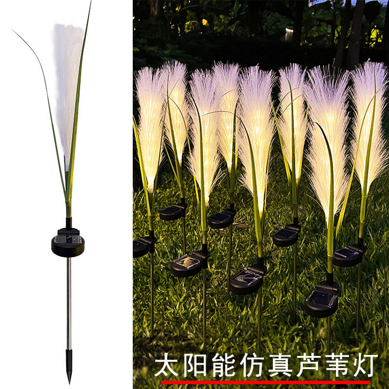 Picture of Led Solar Light Fiber Reed Lamp Outdoor Ground Lawn Decoration Waterproof Luminous Energy-Saving Artificial Landscape Lamp