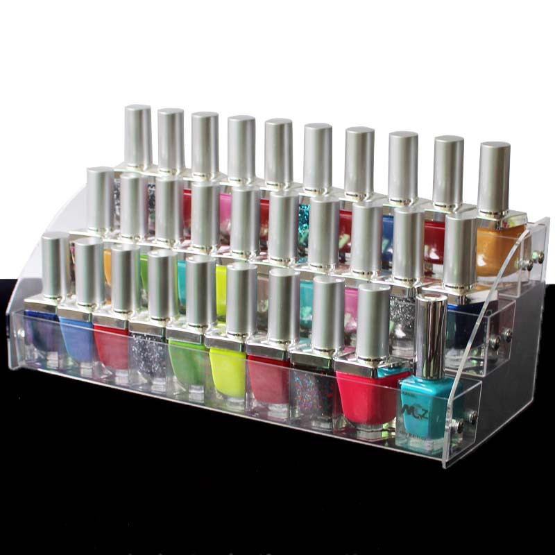 Trapezoidal 3 Three-layer Acrylic Nail Polish Display Stand Plastic Transparent Stand Nail Art Shop Display Rack Lipstick Cosmetic Rack