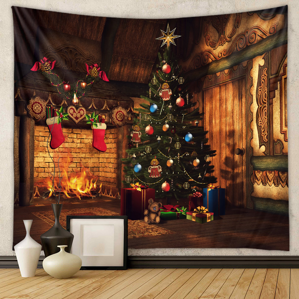 Picture of Christmas Tree Tapestry Room Decorative Wall Cloth Ins Wind Hanging Cloth Cross Border Home Bohemian Tapestry Christmas Tapestry