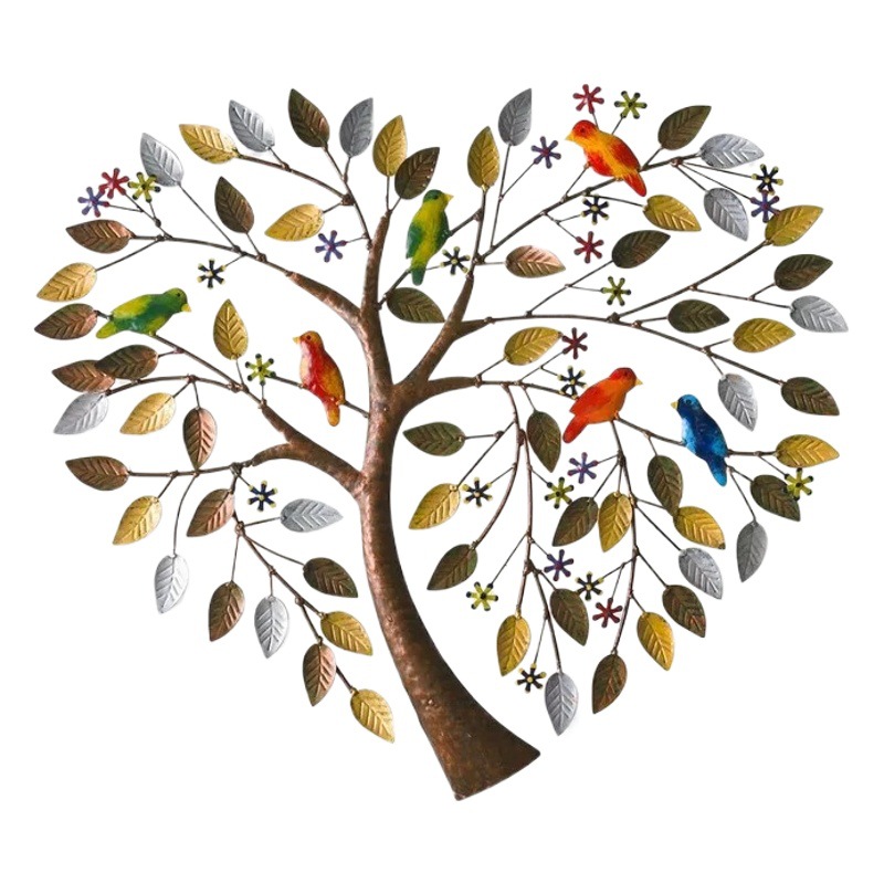 Heart Tree Metal Wall Art Heart-shaped Tree Wall hanging decoration bird group life Tree Wall decoration