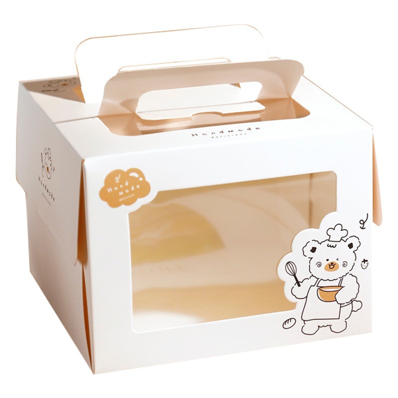 In stock mousse cake box 4-inch portable birthday cake box cake box cartoon small cake window box