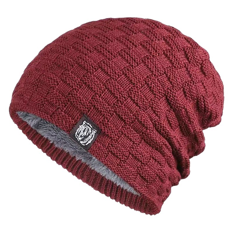 Big head circumference knitted hat men's fashionable cotton hat plus velvet padded wool hat autumn and winter warm ear protection cold hat