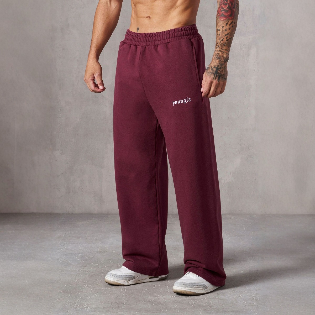 American Young Sweatpants Men's Embroidered Logo Fashionable Simple Pure Color Loose Large Size Cotton Straight Wide Leg Sweatpants