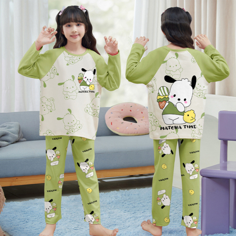 Picture of 2025 Kids Ins Spring and Autumn Long Sleeve Children's Round Neck Imitation Cotton Pajamas for Boys and Girls suit Home Clothes