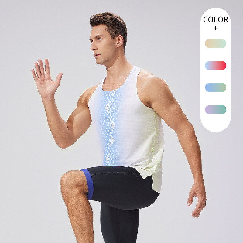 Summer New Men's Sleeveless Printed Fitness Running Vest Cross-Border Domestic Sales Breathable Lightweight Quick-Drying Sports Vest