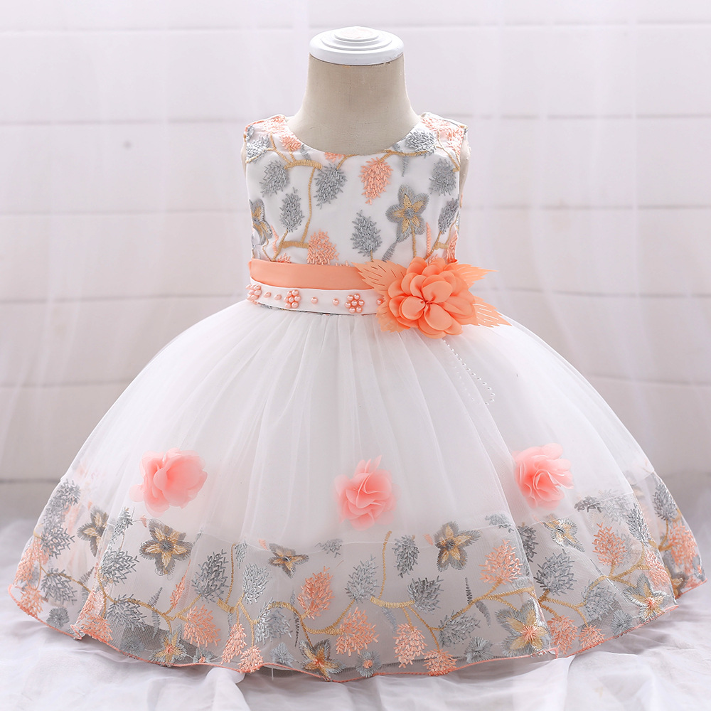 Picture of Cross-border Ebay Amazon new children embroidered dress color matching princess dress girl flower wedding dress dress dress