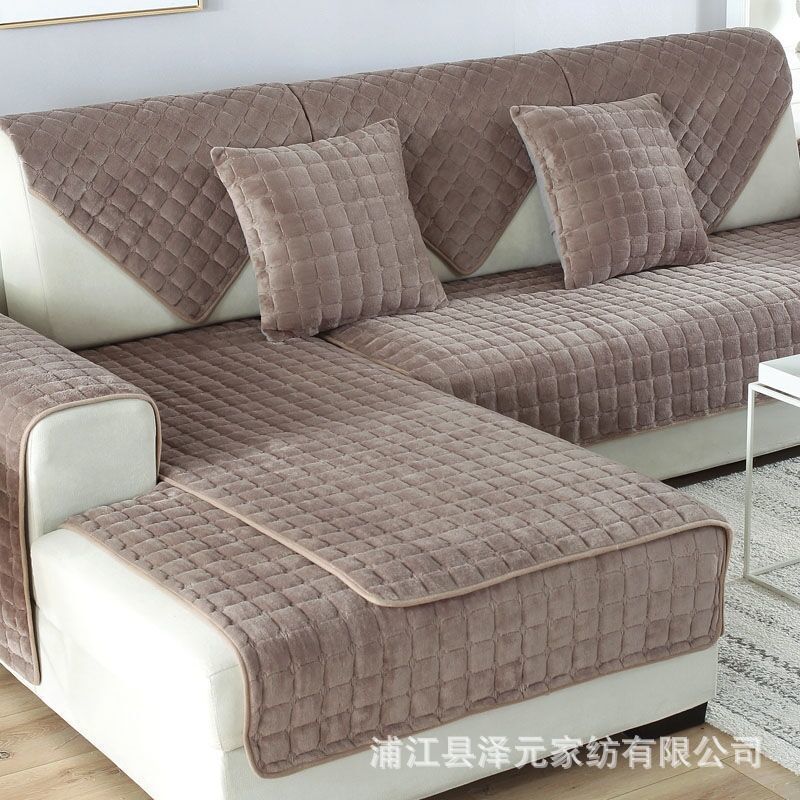 Cross-Border Thickened Plush Sofa Cushion Non-Slip Cushion Autumn and Winter Flannel Warm Sofa Cover Wholesale Labeling