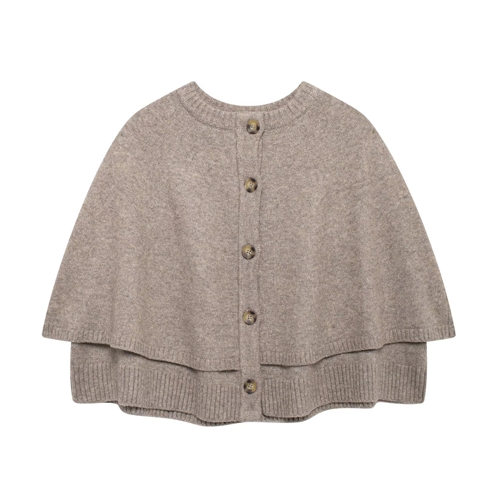 ZA European and American cross-border women's clothing wholesale European and American style fashion simple round neck cape design knitted jacket 2488107