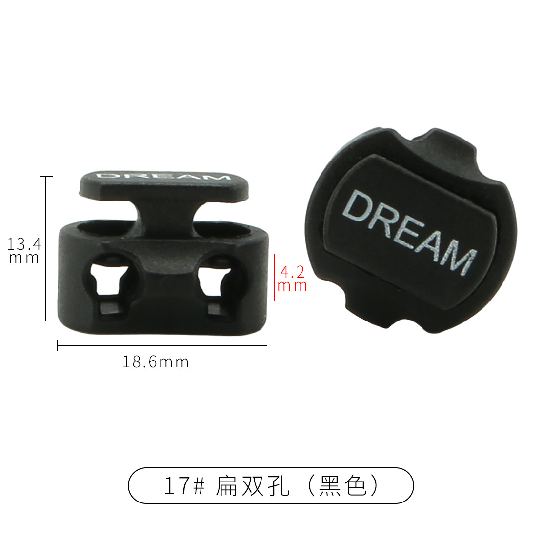 Picture of Manufacturer Plastic Adjustable Elastic Belt Spring Buckle with Rope Pig Nose Buckle Single and Double Holes Round Black Transparent Drawstring Buckle