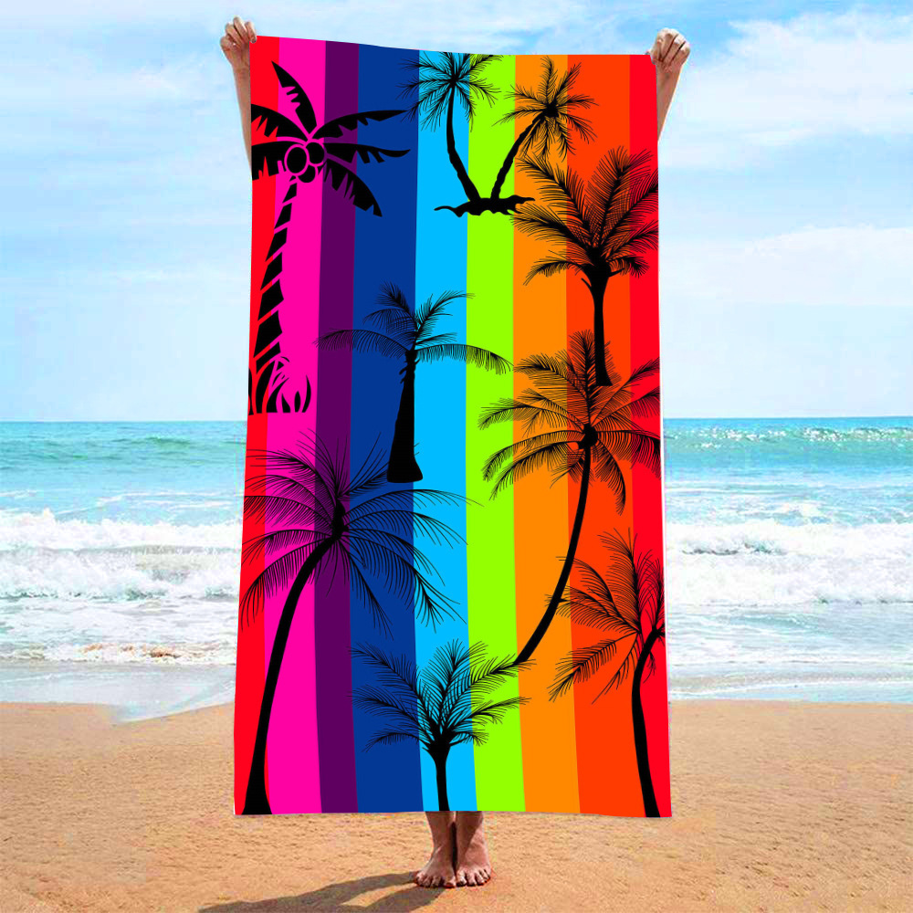 Picture of Cross-border microfiber double-sided velvet beach towel custom LOGO digital printing large bath towel rectangular thick towel