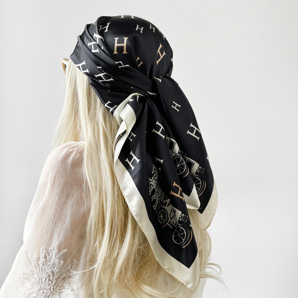 Picture of Simulated Silk Scarf Women's Headscarf 90*90cm Square Scarf Pattern Scarf Shawl European and American Cross-Border Scarf Wholesale