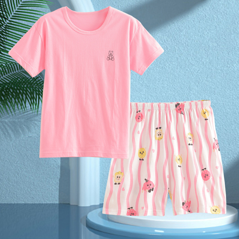 Picture of Boys' Pajamas Children's Summer Pure Cotton Short-sleeved Shorts Girls' Thin Home Clothes suit Big Children's Boys' Air-conditioning Clothes