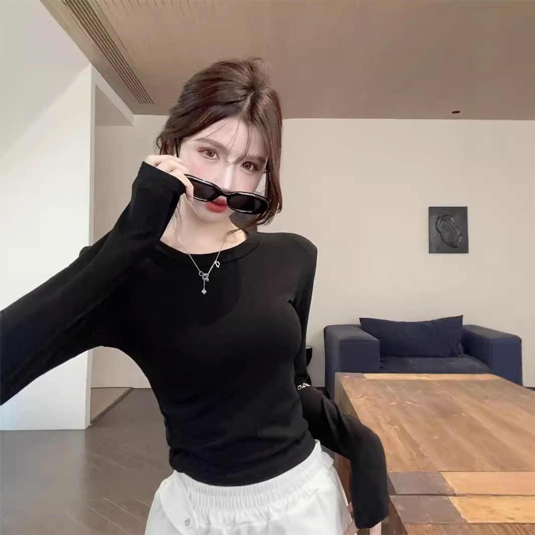Picture of Cross-border Black Design Sense Niche Hollow Backless Long-sleeved T-shirt Women's Korean-style Slim-fit Short Top Ins