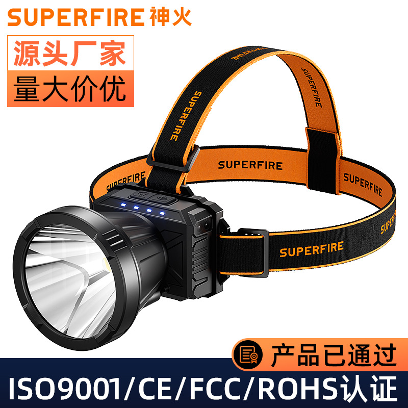 Shenhuo wholesale strong light long-range headlight waving induction multi-gear adjustment headlight led outdoor head-mounted miner's lamp